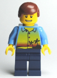 LEGO twn109 Sunset and Palm Trees - Dark Blue Legs, Reddish Brown Male Hair