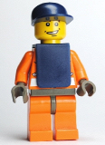 LEGO wc012 Coast Guard World City, Orange Jacket with Zipper, Dark Blue Cap, Dark Blue Vest