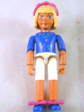 LEGO Belvfem35a Belville Female - White Shorts, Blue Shirt with Flowers Pattern, Light Yellow Hair, Headband, Bows - Belville #5821