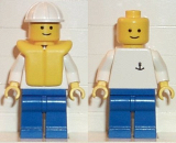 LEGO boat006 Boat Worker - Torso with Anchor, Blue Legs, White Construction Helmet, Life Jacket