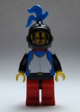 LEGO cas184 Breastplate - Blue with Black Arms, Red Legs with Black Hips, Black Grille Helmet, Blue Plume, Cape