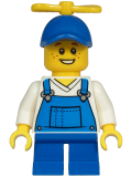 LEGO cty1214 Boy - Blue Overalls over V-Neck Shirt, Blue Short Legs, Blue Cap with Tiny Yellow Propeller