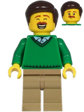 LEGO cty1217 Dad - Green V-Neck Sweater, Dark Tan Legs, Dark Brown Hair