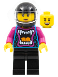 LEGO cty1320 Ann McCloud - Stuntz Driver, Black Helmet, Animal Mouth Shirt, Black Legs