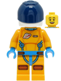 LEGO cty1431 Lunar Research Astronaut - Male, Bright Light Orange and Dark Azure Suit, White Helmet, Dark Blue Visor, Open Mouth Smile