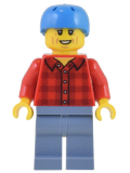 LEGO cty1451 Electric Scooter Rider - Red Flannel Shirt, Sand Blue Legs, Light Bluish Gray Eyebrows, Dark Azure Helmet