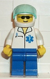 LEGO doc017 Doctor - EMT Star of Life, Blue Legs, White Helmet, Trans-Light Blue Visor