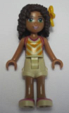 LEGO frnd152 Friends Andrea, Tan Shorts, Tan Top with Bright Light Orange Chevron Stripes, Bright Light Orange Flower