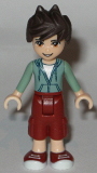 LEGO frnd177 Friends Noah, Dark Red Cropped Trousers Large Pockets, Sand Green Hooded Top (41134)