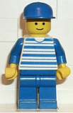 LEGO hor008 Horizontal Lines Blue - Blue Arms - Blue Legs, Blue Cap