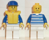 LEGO hor023 Horizontal Lines Blue - Blue Arms - White Legs, Blue Cap, Life Jacket
