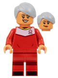 LEGO idea143 Soccer Player, Female, Red Uniform, Nougat Skin, Light Bluish Gray Hair