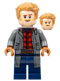 LEGO jw100 Owen Grady - Dark Bluish Gray Jacket over Flannel Shirt