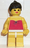 LEGO par009 Red Halter Top - Yellow Legs, Black Ponytail Hair