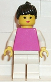 LEGO par041 Plain Dark Pink Torso with White Arms, White Legs, Black Ponytail Hair