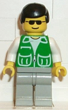 LEGO pck010 Jacket Green with 2 Large Pockets - Light Gray Legs, Black Male Hair