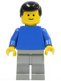 LEGO pln074 Plain Blue Torso with Blue Arms, Light Gray Legs, Black Male Hair