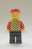 LEGO pln079 Plain Red Torso with Red Arms, Black Legs, Red Construction Helmet, Yellow Chevron Vest