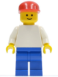 LEGO pln090 Plain White Torso with White Arms, Blue Legs, Red Cap