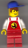 LEGO rep004 Repair - Overalls Red with Wrench Pattern, Red Legs, Blue Cap