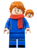LEGO soc160 Soccer Spectator - Blue Soccer Uniform, Red Scarf, Dark Orange Hair
