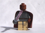 LEGO sw133 Mace Windu with Light-Up Lightsaber Complete Assembly (Trans-Light Purple Lightsaber Blade)